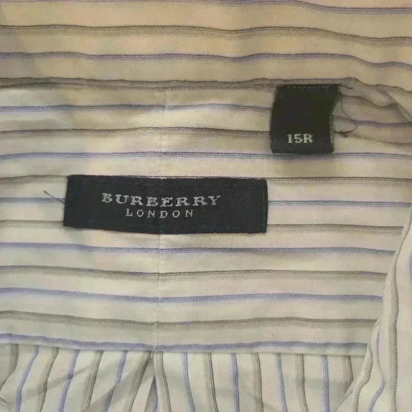 Burberrys Of London Mens Striped Button Down Dress Shirt Blue White Size 15R - Picture 7 of 8